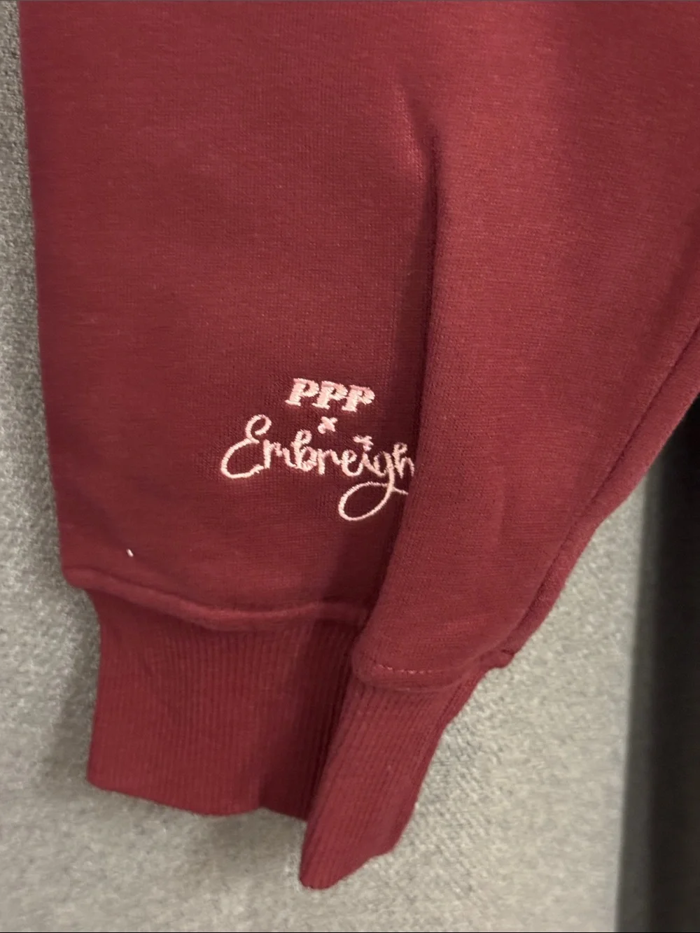 Pink Palm Puff Women's Maroon Hoodie - Picture 4 of 12